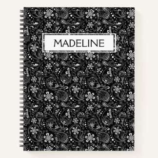 Black and White Paisley Spiral Notebook