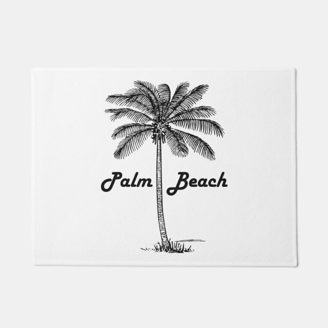 Black and white Palm Beach Florida & Palm design Doormat (Front)