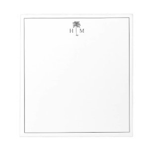 Black and White Palm Palmetto Tree Monogram Notepad