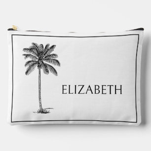 Black and White Palm Palmetto Tree Personalised Accessory Pouch