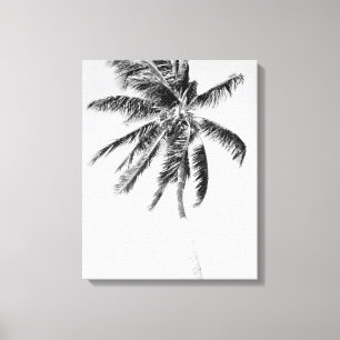 Black and white palm tree photo canvas print