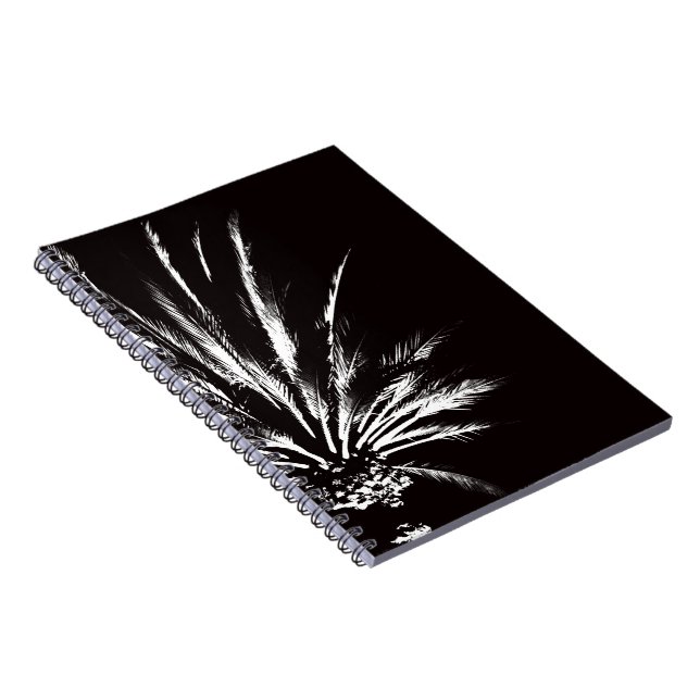Black and White Palm Tree Spiral Notebook (Right Side)