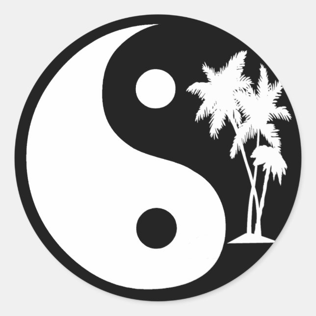 Black and White Palm Tree Yin Yang Sticker (Front)