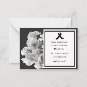 Black And White Pansy Funeral Thank You Card