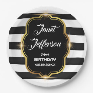 Black and White  Paper Plate