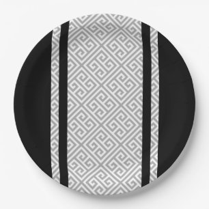 Black, and white paper plate