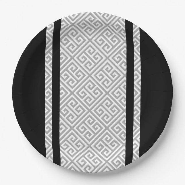 Black, and white paper plate (Front)