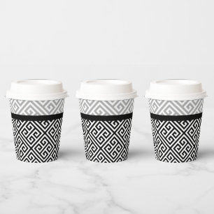 Black, and white paper plates paper cups