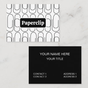 Black and White Paperclip Pattern Business Card