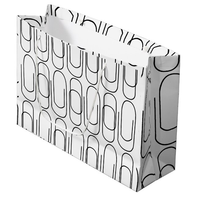 Black and White Paperclip Pattern Large Gift Bag (Front Angled)