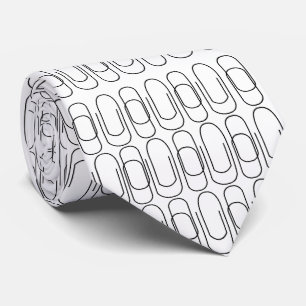 Black and White Paperclip Pattern Tie