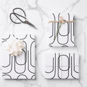 Black and White Paperclip Pattern Wrapping Paper Sheet