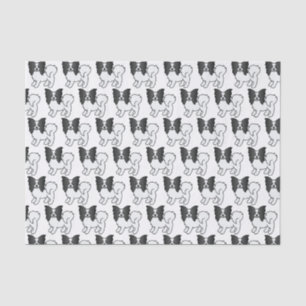 Black And White Papillon Cute Cartoon Dog Pattern Tissue Paper