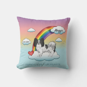 Black And White Papillon Cute Dog Rainbow Memorial Cushion