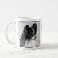 Black and White Papillon Drawing by Glenda Harlan