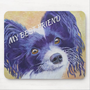 BLACK AND WHITE PAPILLON MOUSE PAD