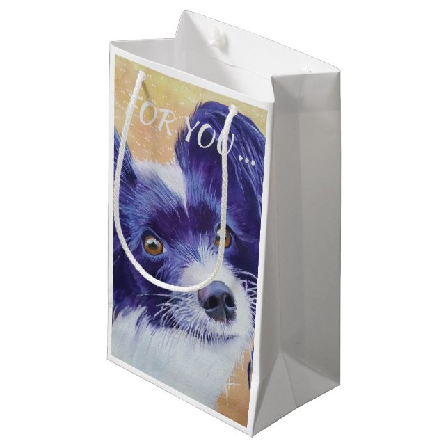 BLACK AND WHITE PAPILLON SMALL GIFT BAG (Front Angled)