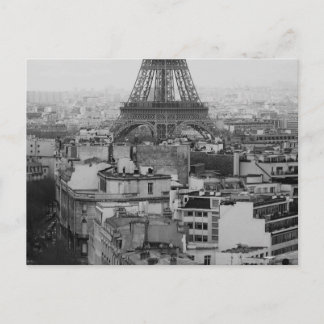 Black and White Paris Aerial view Postcard
