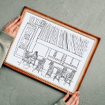 Black and White Paris Cafe Poster<br><div class="desc">Unique,  hand-drawn Paris cafe illustration. Playful art prints for your home!</div>