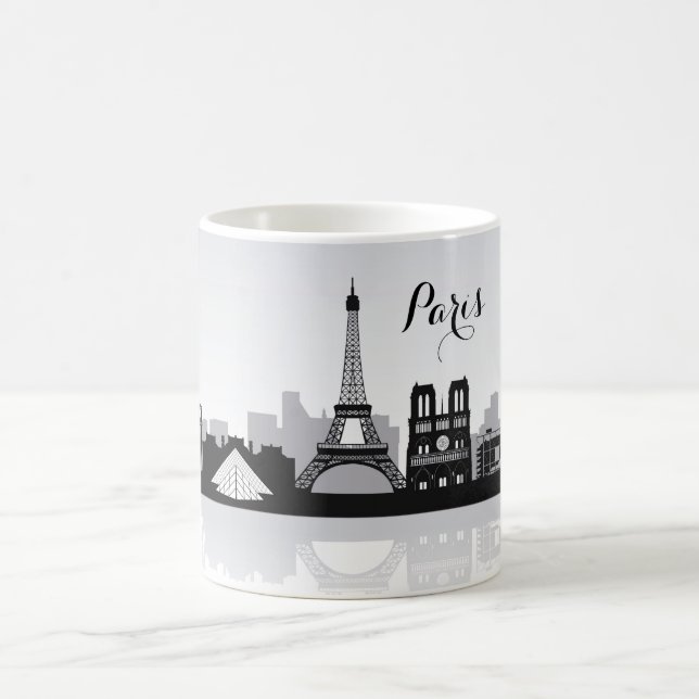 Black and White Paris Skyline Coffee Mug (Center)