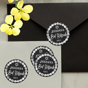 Black and White Party Favour Sticker w/ Border