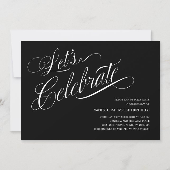 Black and White Party Invitations (Front)
