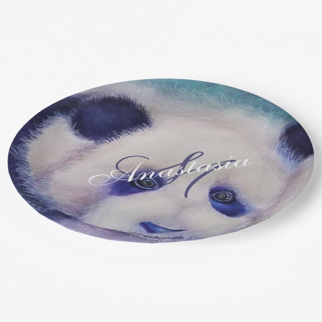 BLACK AND WHITE PARTY MONOGRAM PAPER PLATE (Angled)