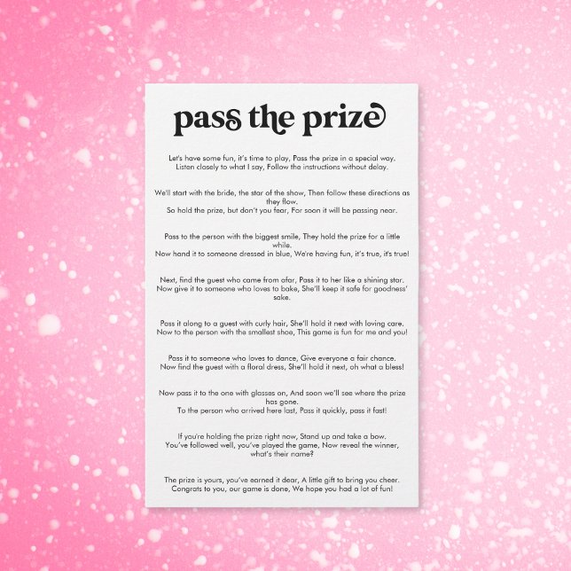 Black and White Pass the Prize Bridal Shower Game (Creator Uploaded)