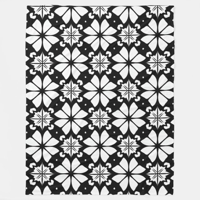 Black and white Pattern Fleece Blanket (Front)