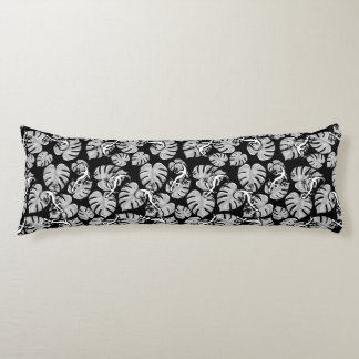 Black And White Pattern - Geckos And Leaves Body Cushion