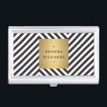 Black and White Pattern Gold Name Biz Card Holder<br><div class="desc">Coordinates with the "Retro Black and White Pattern Gold Name Logo Business Card Template". © 1201AM CREATIVE</div>