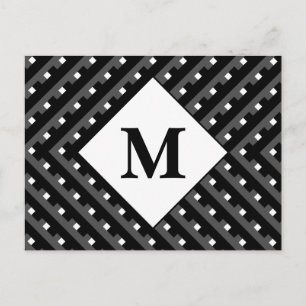 Black and White pattern Monogram Postcard