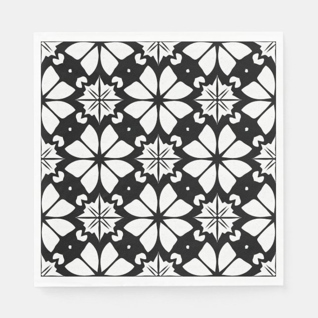 Black and white Pattern Napkin (Front)