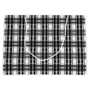 Black and white pattern Tartan geometry chequered Large Gift Bag