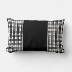 Black and white pattern Tartan geometry chequered Lumbar Cushion