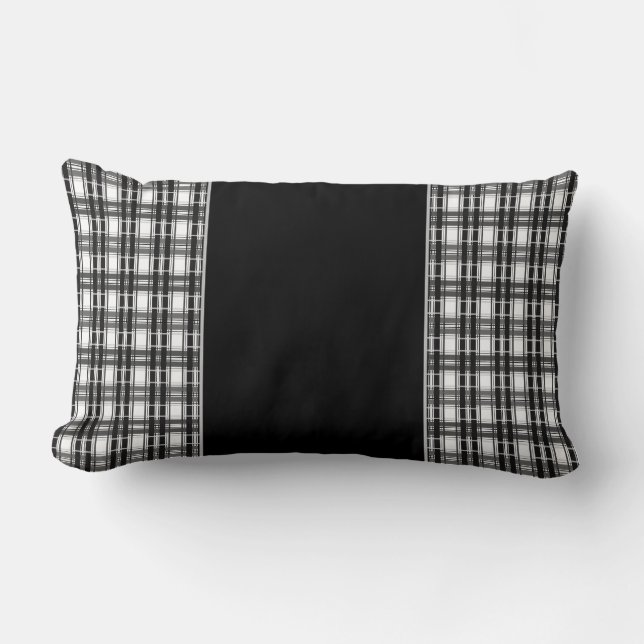 Black and white pattern Tartan geometry chequered Lumbar Cushion (Front)