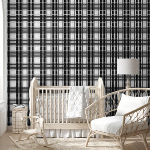 Black and white pattern Tartan geometry chequered Wallpaper