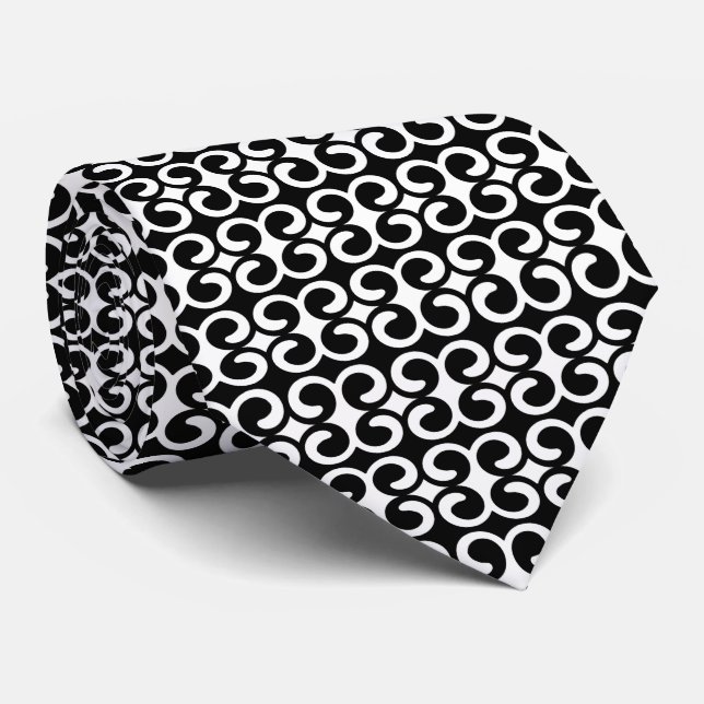 Black and White Pattern Tie (Rolled)