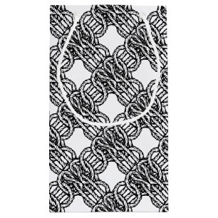 Black and white pattern with braided ropes small gift bag