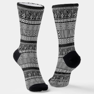 Black and white pattern with lace and patchwork el socks