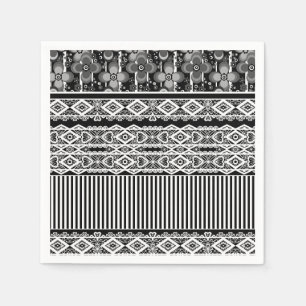 Black and white pattern with lace and patchwork napkin