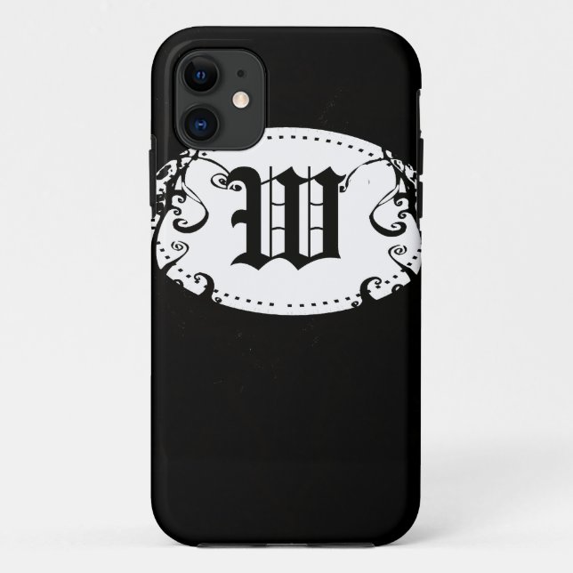 Black and White Pattern with Monogram W Case-Mate iPhone Case (Back)