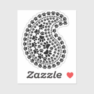 Black And White Paw Print Paisley Pattern