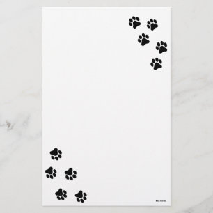 Black and White Paw Print Pattern Stationary Stationery
