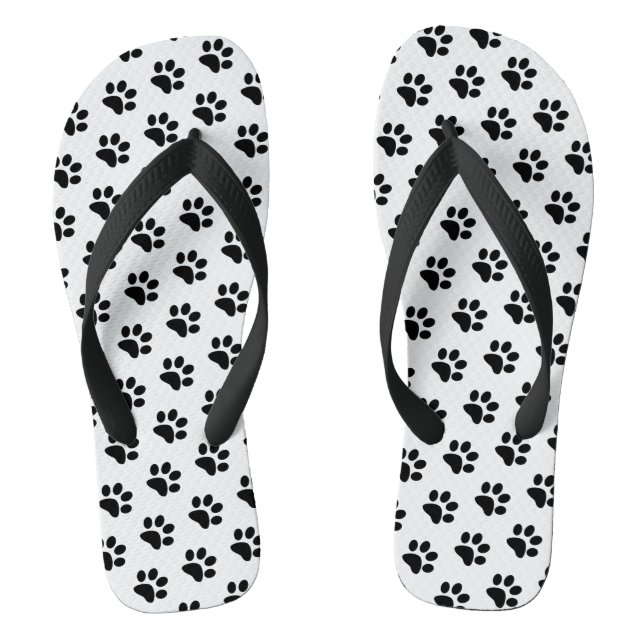 Black And White Paw Prints Animal Patterns Stylish Jandals (Footbed)
