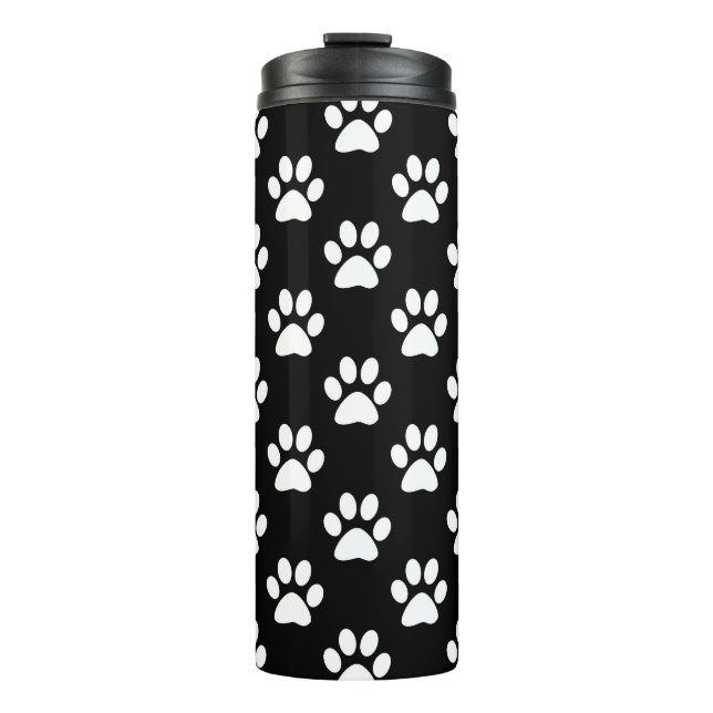 Black and white paw prints pattern thermal tumbler (Front)