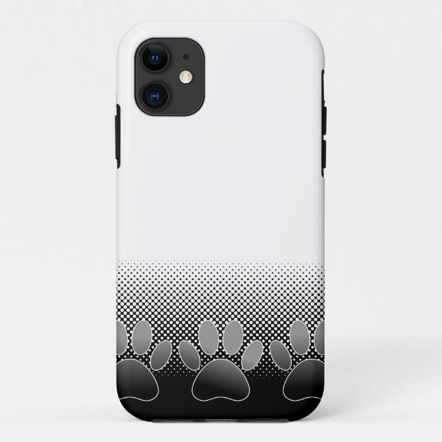 Black And White Paws Gradient Background Case-Mate iPhone Case (Back)