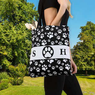 Black and White Paws Signature Tote Bag