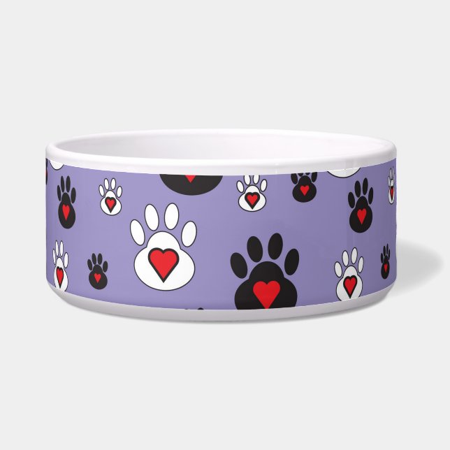 Black and White paws with hearts on blue (Front)
