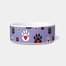 Black and White paws with hearts on blue